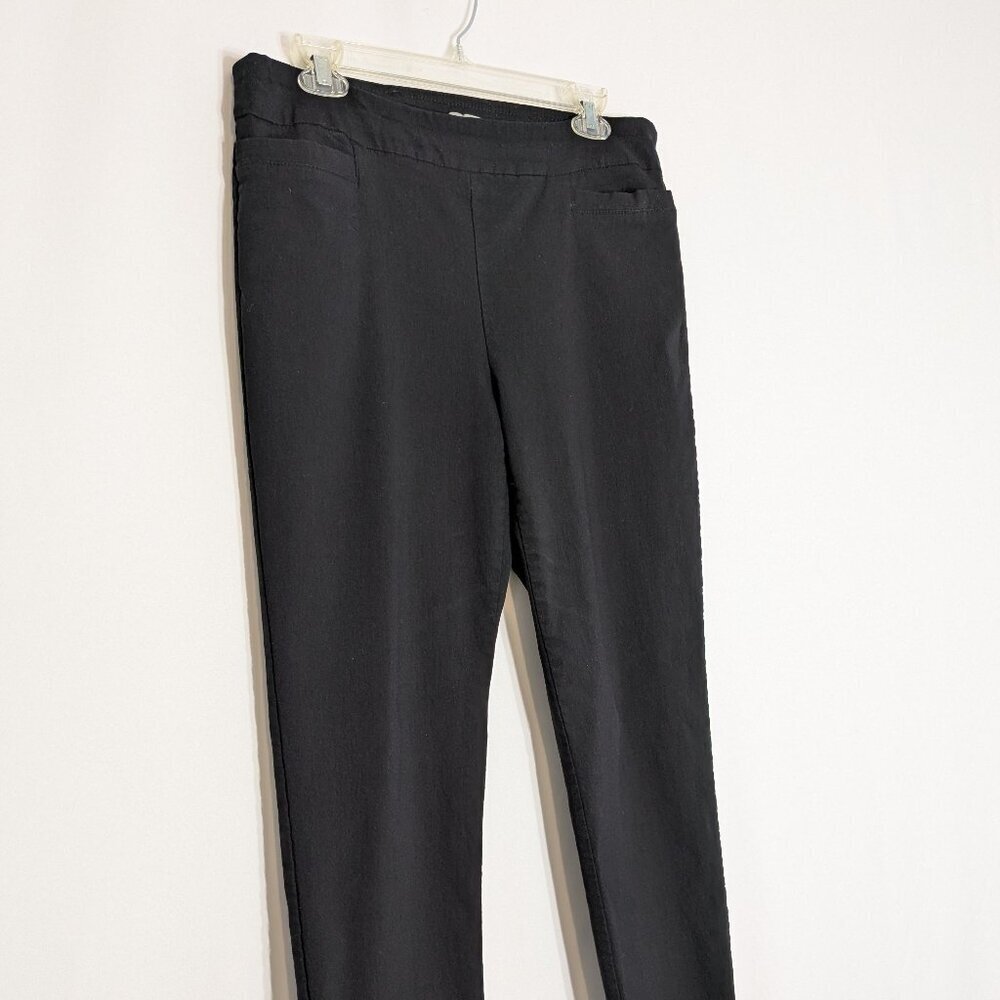 VALERIE STEVENS Stretchy Black Mid-Rise Pull-On Crop Ankle Pants; Size 14